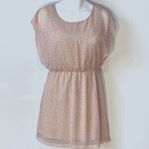 Pink Blush Maternity SZ S Beige and orange cheetah print blouson dress